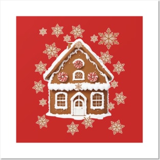 Gingerbread House Cute Snowflakes Cookies Posters and Art